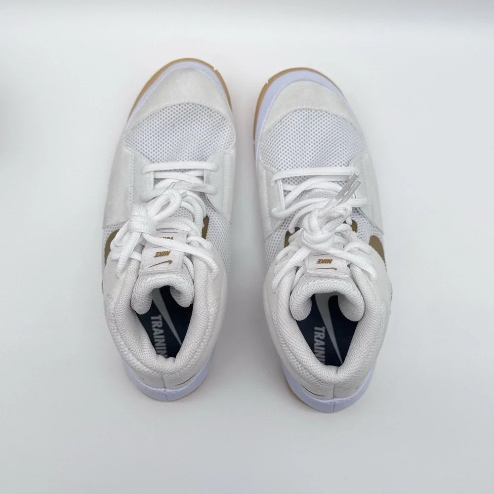 Size 8.5M- Nike Fury Wrestling Shoes, White/Metallic Gold, Boxing Sneakers